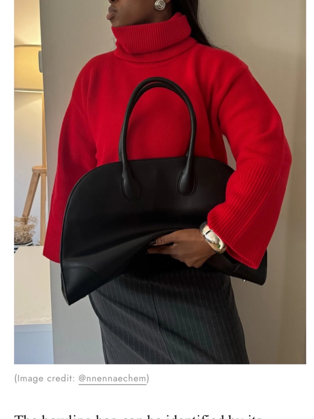 COS Black Curved Leather Shoulder Tote
